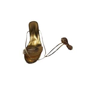 Gold flat Sz 38 US Sz 8 Gold Slingback Ankle tie Both shoes